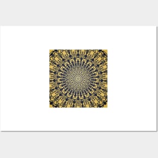 Elegant Gold and Blue Mandala Posters and Art